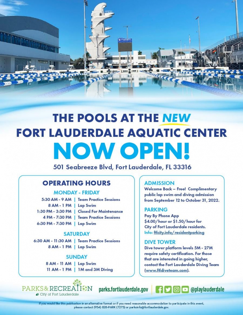 Fort Lauderdale Aquatic Center Pools Have Opened With Free Public Lap Swim & Diving! Jason