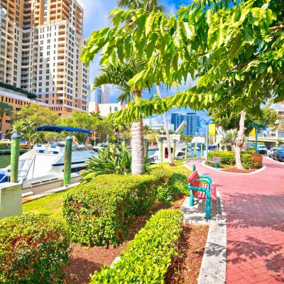 Fort Lauderdale riverwalk tourist coastline view, south Florida, United States of America